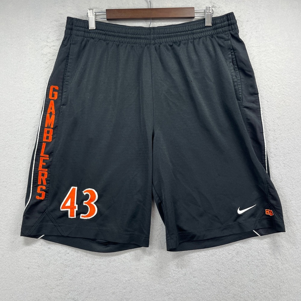 Nike Basketball Gamblers 43 Shorts Mens Large Black Embroidered Team Athletic